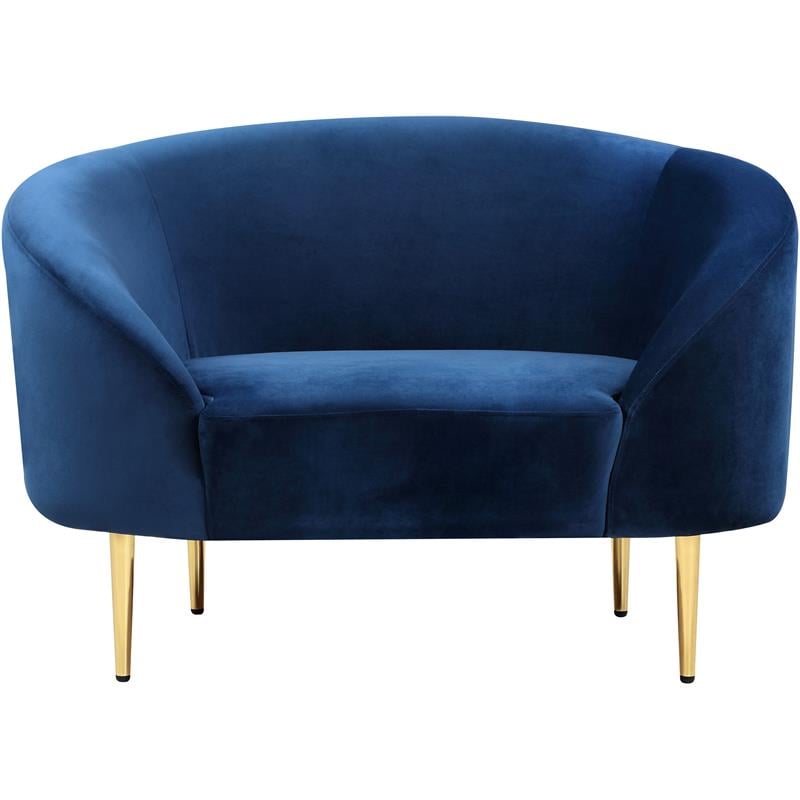 Pemberly Row Contemporary Velvet Accent Chair in Navy and Gold