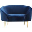 Pemberly Row Contemporary Velvet Accent Chair in Navy and Gold
