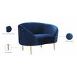 Pemberly Row Contemporary Velvet Accent Chair in Navy and Gold
