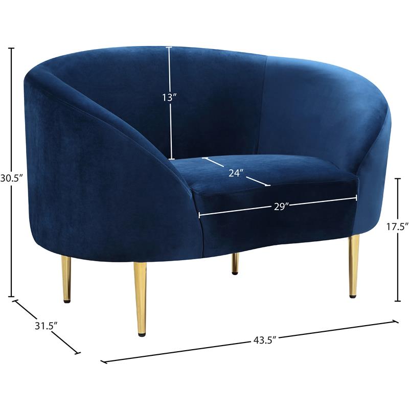 Pemberly Row Contemporary Velvet Accent Chair in Navy and Gold