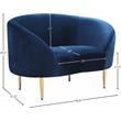 Pemberly Row Contemporary Velvet Accent Chair in Navy and Gold