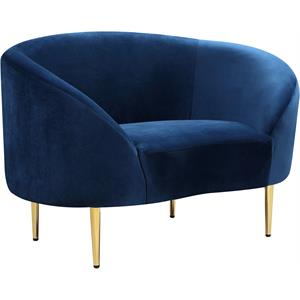 Pemberly Row Contemporary Velvet Accent Chair in Navy and Gold