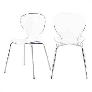 Pemberly Row Modern 18&quotH Metal Dining Chair in Chrome (Set of 2)