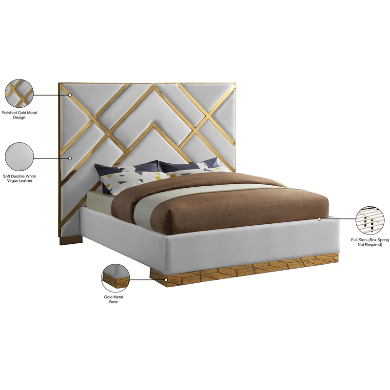 Pemberly Row Modern / Contemporary White Vegan Leather Queen Bed