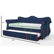 Pemberly Row Upholstered Velvet Wood Daybed with Trundle in Blue