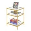 Pemberly Row Contemporary Gold Metal End Table with Clear Glass