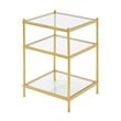 Pemberly Row Contemporary Gold Metal End Table with Clear Glass