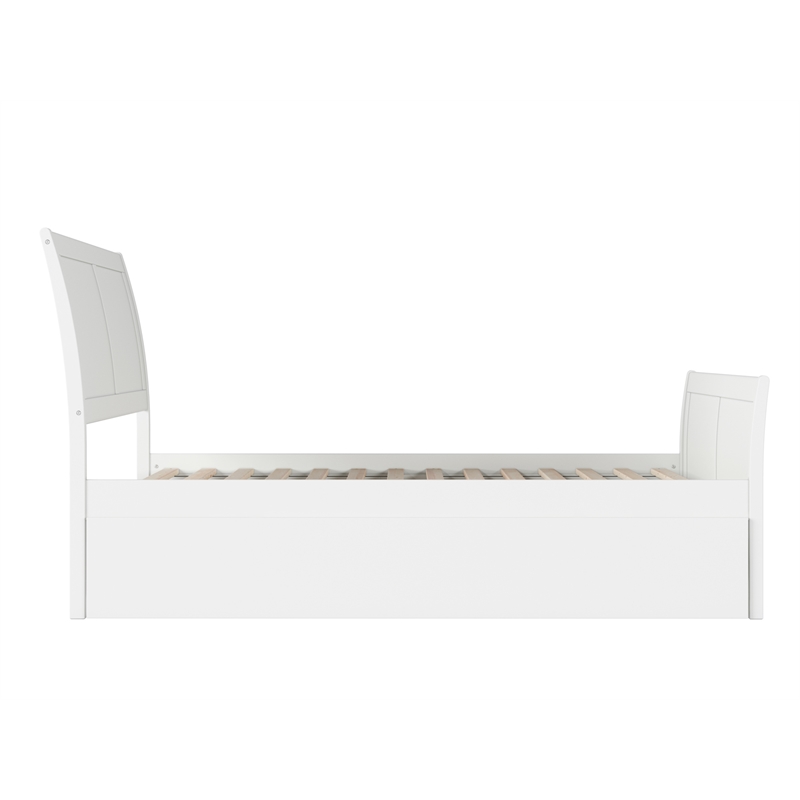 Pemberly Row Portland Full Wood Platform Bed  & Full Trundle in White