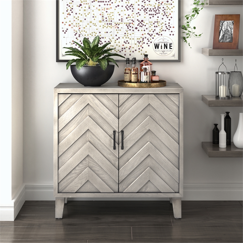 Pemberly Row Contemporary Bar Cabinet with Wine Storage Gray