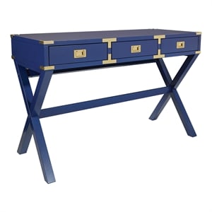 Pemberly Row 46&quot Desk with Power in Lapis Blue Finish in Engineered Wood