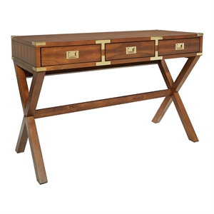 Pemberly Row 46&quot Desk with Power in Toasted Wheat Brown Finish