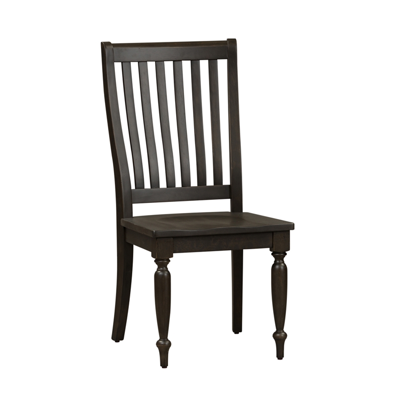 Pemberly Row Modern Black Slat Back Side Chair (RTA)-Set of 2