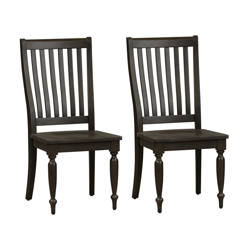 Pemberly Row Modern Black Slat Back Side Chair (RTA)-Set of 2