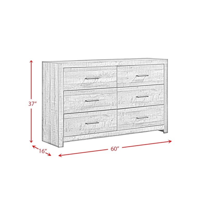 Pemberly Row Contemporary Transitional Wood 6-Drawer Dresser