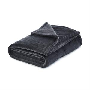 Pemberly Row 60&quotx70&quot Chevron Reversible Flannel Jacquard Throw in Dark Gray