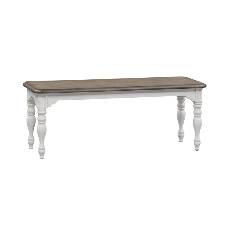 Pemberly Row Contemporary Magnolia Manor White Dining Bench (RTA)