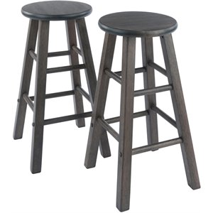 Pemberly Row 24&quot Solid Wood Counter Stool in Oyster Gray (Set of 2)