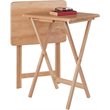 Pemberly Row Transitional Solid Wood Snack Table in Natural (Set of 2)