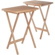 Pemberly Row Transitional Solid Wood Snack Table in Natural (Set of 2)