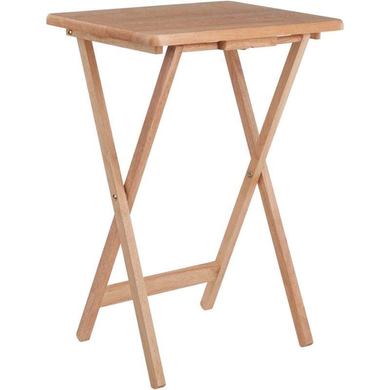Pemberly Row Transitional Solid Wood Snack Table in Natural (Set of 2)