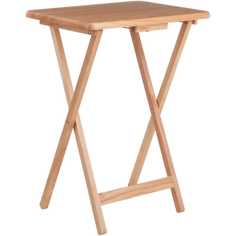 Pemberly Row Transitional Solid Wood Snack Table in Natural (Set of 2)