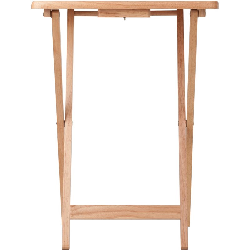 Pemberly Row Transitional Solid Wood Snack Table in Natural (Set of 2)