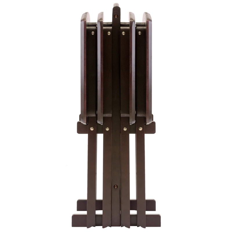 Pemberly Row 5-Piece Oversized Solid Wood Snack Table Set in Espresso