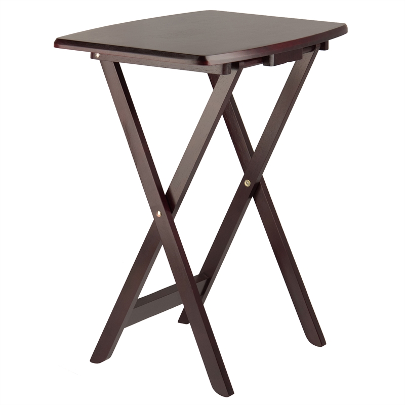 Pemberly Row 5-Piece Oversized Solid Wood Snack Table Set in Espresso