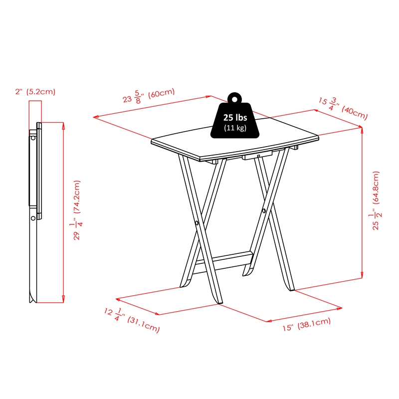 Pemberly Row 5-Piece Oversized Solid Wood Snack Table Set in Espresso