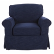 Pemberly Row Contemporary Chair with Navy Blue Fabric Slip Cover