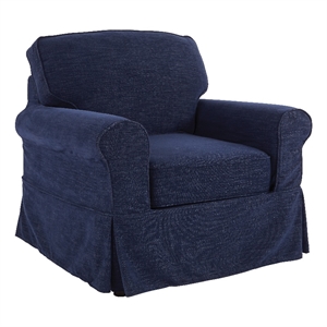 Pemberly Row Contemporary Chair with Navy Blue Fabric Slip Cover