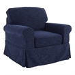 Pemberly Row Contemporary Chair with Navy Blue Fabric Slip Cover