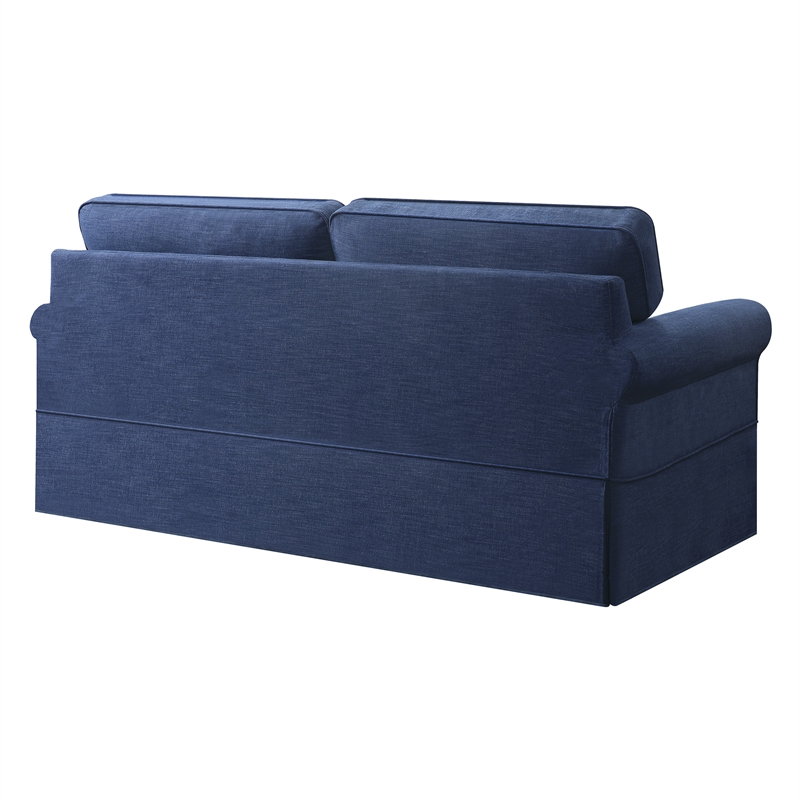 Pemberly Row Contemporary Slip Cover Sofa in Navy Blue Fabric