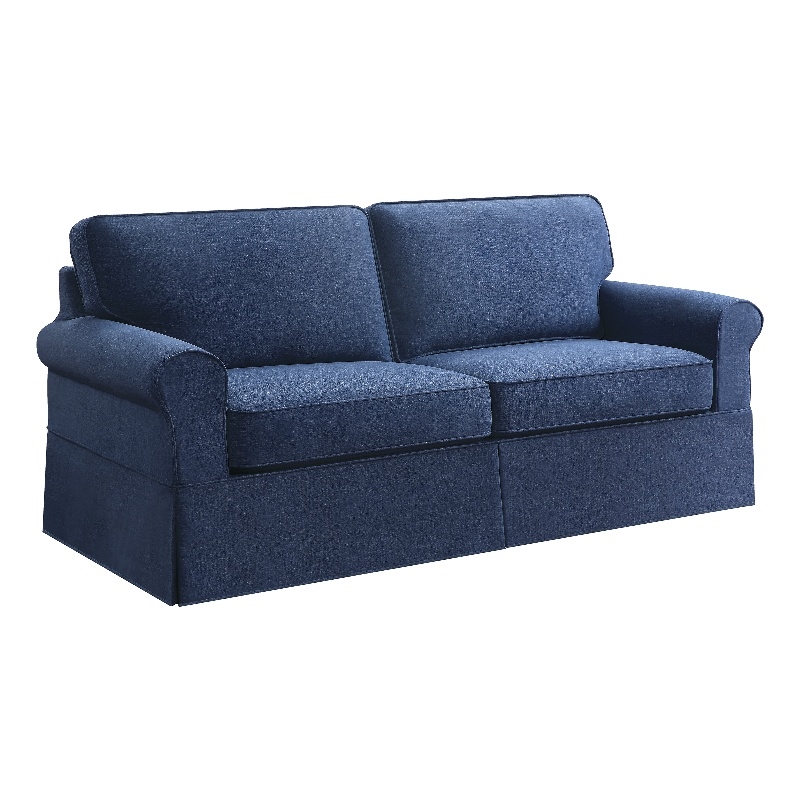 Pemberly Row Contemporary Slip Cover Sofa in Navy Blue Fabric