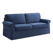 Pemberly Row Contemporary Slip Cover Sofa in Navy Blue Fabric