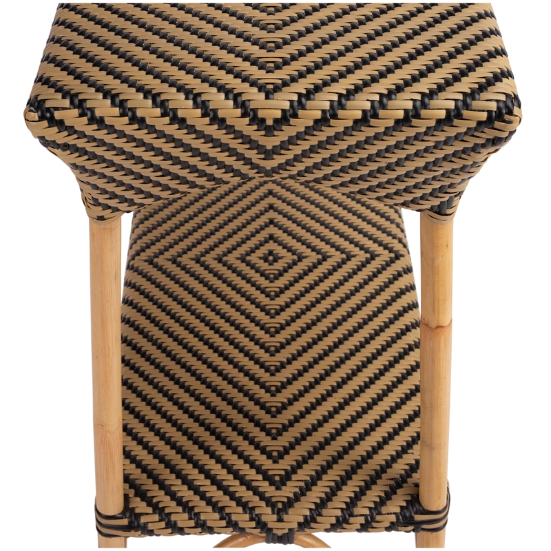 Pemberly Row Contemporary Transitional Brown Rattan Bar Cart