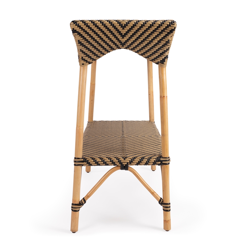 Pemberly Row Contemporary Transitional Brown Rattan Bar Cart