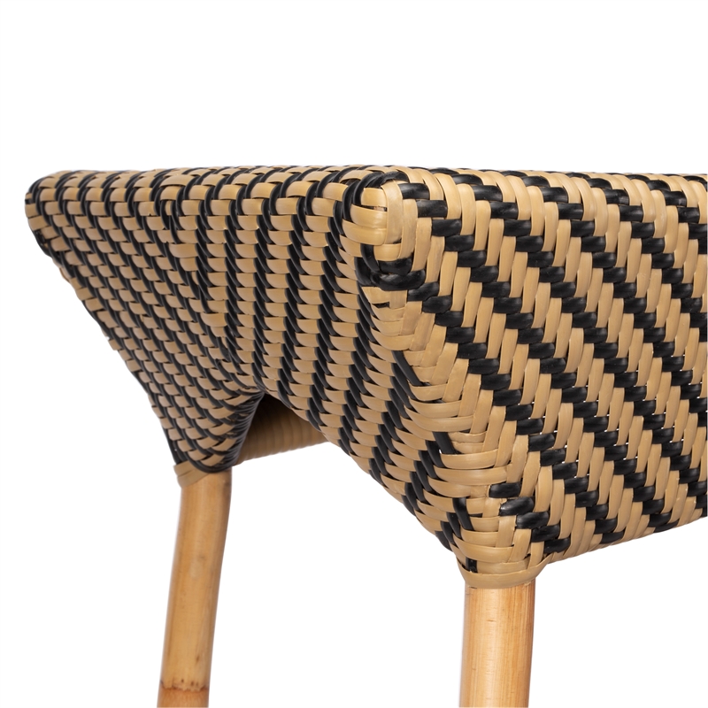 Pemberly Row Contemporary Transitional Brown Rattan Bar Cart