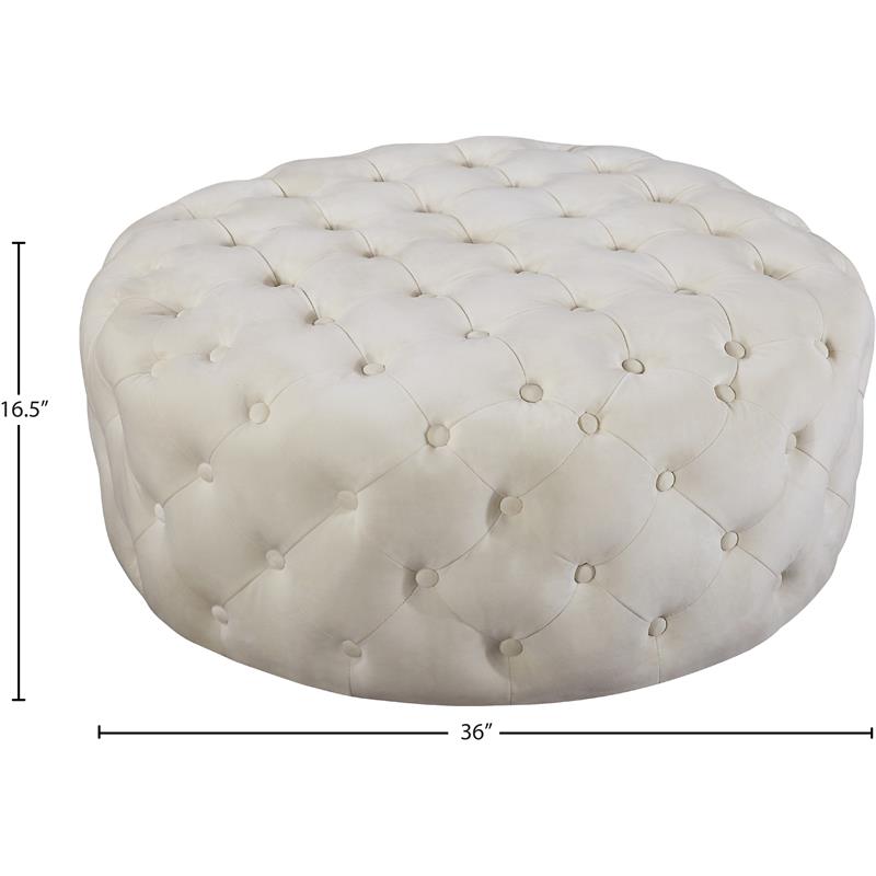 Pemberly Row Modern Button Tufted Cream Velvet Ottoman and Bench