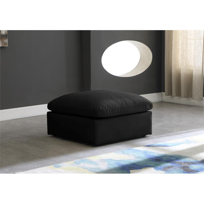 Pemberly Row Contemporary Standard Black Velvet Modular Ottoman