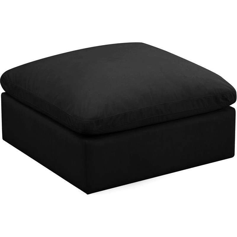 Pemberly Row Contemporary Standard Black Velvet Modular Ottoman