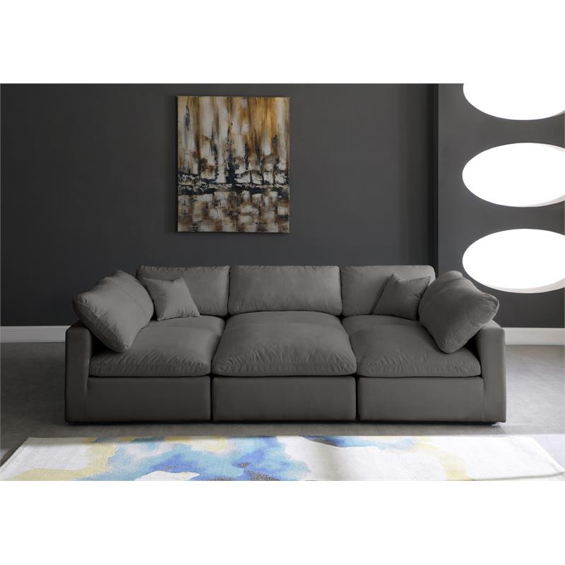 Pemberly Row Contemporary Standard Gray Velvet Modular Sectional