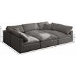 Pemberly Row Contemporary Standard Gray Velvet Modular Sectional