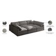 Pemberly Row Contemporary Standard Gray Velvet Modular Sectional