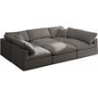 Pemberly Row Contemporary Standard Gray Velvet Modular Sectional