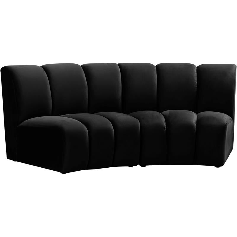 Pemberly Row Contemporary Black Velvet 2pc. Modular Sectional