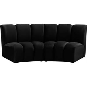 Pemberly Row Contemporary Black Velvet 2pc. Modular Sectional