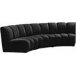 Pemberly Row Contemporary Black Velvet 3pc. Modular Sectional