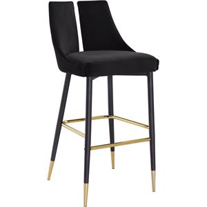 Pemberly Row Modern / Contemporary Black Velvet Stool (Set of 2)