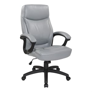 Pemberly Row Executive High Back Charcoal Gray Bonded Leather Chair
